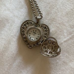 Vintage Watch Heart Pendant Necklace